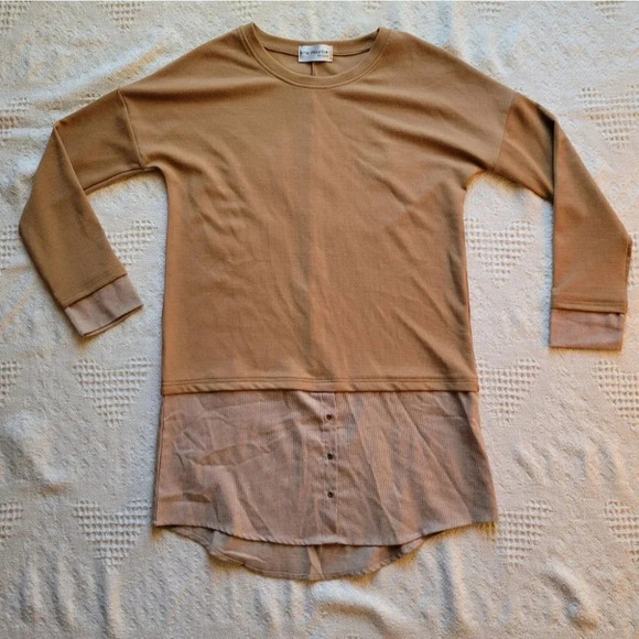 Oversized Knit  Combo Long Sleeve Sweater Dress - Picture 2 of 14